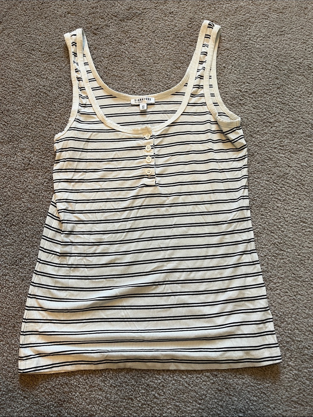 Signature Cream Tank Top with Black Stripes